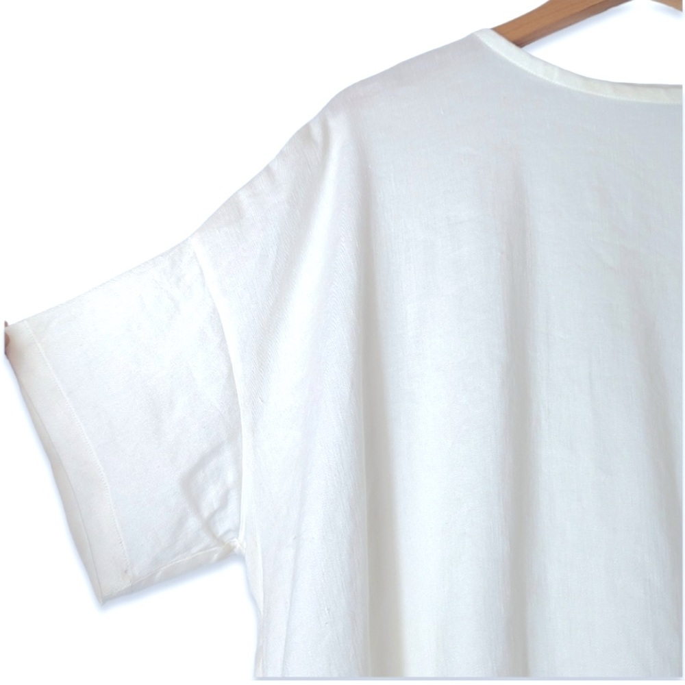 VINCE Linen Blend Slouchy Oversized Boxy Top in White: Women's XS - Picture 5 of 8